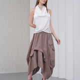 The Collar Linen Skirt - Vizon