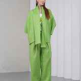 The Duality Linen Reversible Jacket - Green Paisley