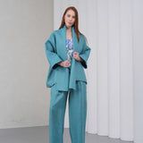 The Duality Linen Jacket - Teal