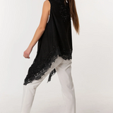 Poncho Embroidered Cashmere Silk Lace - Black