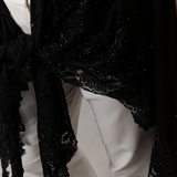 Poncho Embroidered Cashmere Silk Lace - Black