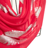 Angel Feathers Crystal Feathers Shawl Stole - Red Silver