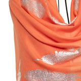 Angel Feathers Crystal Feathers Shawl Stole - Peach Silver