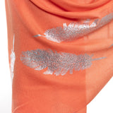 Angel Feathers Crystal Feathers Shawl Stole - Peach Silver