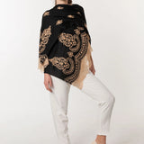 Embroidery Lace Edges Cashmere & Silk - Black Gold