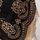 Embroidery Lace Edges Cashmere & Silk - Black Gold