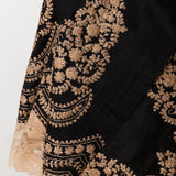 Embroidery Lace Edges Cashmere & Silk - Black Gold