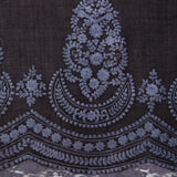 Embroidery Lace Edges Cashmere & Silk - Gray Navy