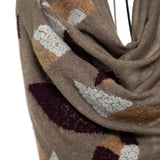 Three Dimensional Fluff Leafs Boil Wool Shawl - Sepia