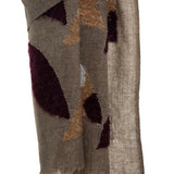 Three Dimensional Fluff Leafs Boil Wool Shawl - Sepia