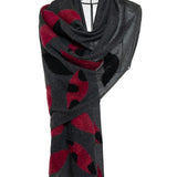 Three Dimensional Fluff Leafs Boil Wool Shawl - Charcoal