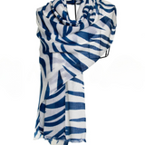 Zebra Design Baby Cashmere Shawl - Ivory Navy
