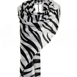 Zebra Design Baby Cashmere Shawl - Light Gray Black