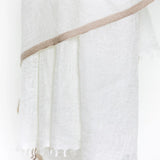 Bordered Sparge Baby Cashmere Shawl - Ivory Brown