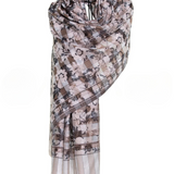 Checkers Floral Cashmere Pashmina Shawl - Black