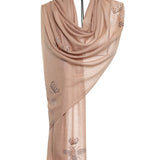 Queen Bee Crystal Cashmere Silk Stole - Light Beige