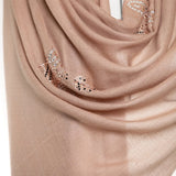 Queen Bee Crystal Cashmere Silk Stole - Light Beige