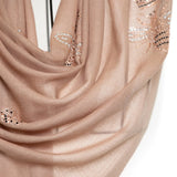 Queen Bee Crystal Cashmere Silk Stole - Light Beige