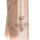 Queen Bee Crystal Cashmere Silk Stole - Light Beige
