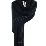 Stitched Line Mo-shmere Modern Shawl - Black