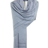 Stitched Line Mo-shmere Modern Shawl - Blue