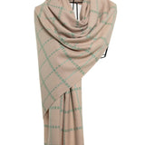 Square Embroiderd Mo-shmere Shawl - Green Sepia