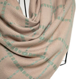Square Embroiderd Mo-shmere Shawl - Green Sepia
