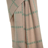 Square Embroiderd Mo-shmere Shawl - Green Sepia