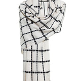 Square Embroiderd Mo-shmere Shawl - White Black