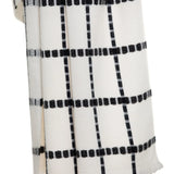Square Embroiderd Mo-shmere Shawl - White Black