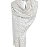 Interline Embroiderd Mo-shmere Shawl - Ivory