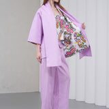 The Duality Linen Reversible Jacket - Lavender Paisley
