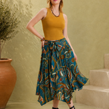 Bohemian Midi Skirt - Teal Paisley