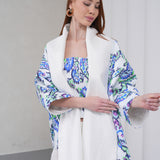 The Duality Linen Reversible Jacket - White Blue Paisley