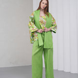 The Duality Linen Reversible Jacket - Green Floral