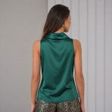 Cascade Silk Cowl Top - Emerald Green