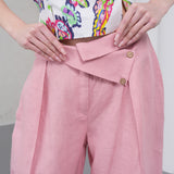 The Wrapline Linen Trouser - Pink