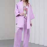 The Duality Linen Reversible Jacket - Lavender Paisley