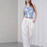The Wrapline Linen Trouser - White