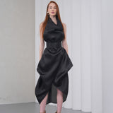 Silhouette Halter Dress - Black