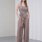 The Halterline Linen Blouse - Coffee