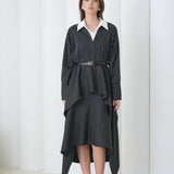 Aurelia Sculpt Dress by Lumina Eligma – luxury merino wool sculpted dress with architectural silhouette