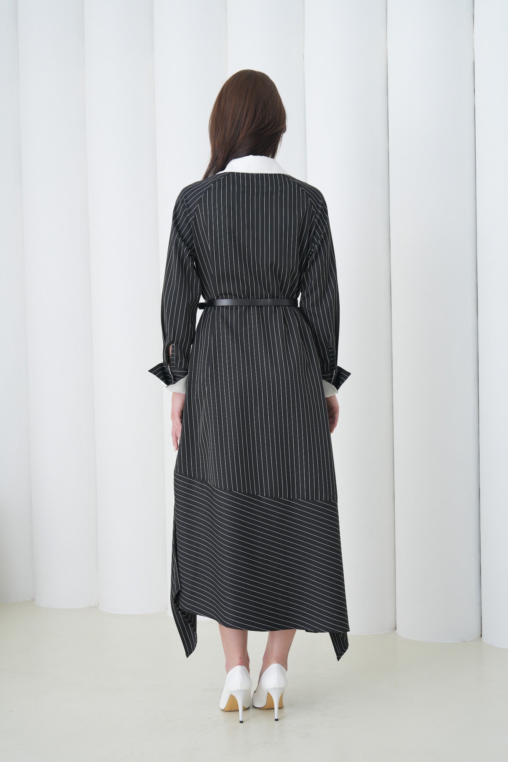 Aurelia Sculpt Dress by Lumina Eligma – luxury merino wool sculpted dress with architectural silhouette