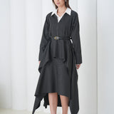 Aurelia Sculpt Dress by Lumina Eligma – luxury merino wool sculpted dress with architectural silhouette