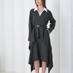 Aurelia Sculpt Dress by Lumina Eligma – luxury merino wool sculpted dress with architectural silhouette