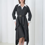 Aurelia Sculpt Dress by Lumina Eligma – luxury merino wool sculpted dress with architectural silhouette