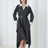 Aurelia Sculpt Dress by Lumina Eligma – luxury merino wool sculpted dress with architectural silhouette