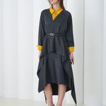 Aurelia Sculpt Dress by Lumina Eligma – luxury merino wool sculpted dress with architectural silhouette