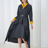 Aurelia Sculpt Dress by Lumina Eligma – luxury merino wool sculpted dress with architectural silhouette