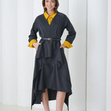 Aurelia Sculpt Dress by Lumina Eligma – luxury merino wool sculpted dress with architectural silhouette